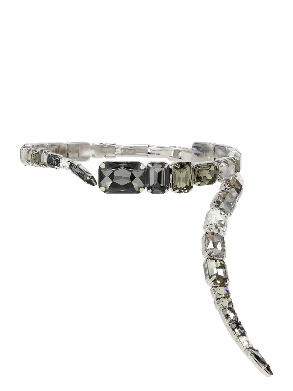 AREA Ombré Crystal Wrap Choker Necklace Silver-Tone with Gray and Clear Crystals